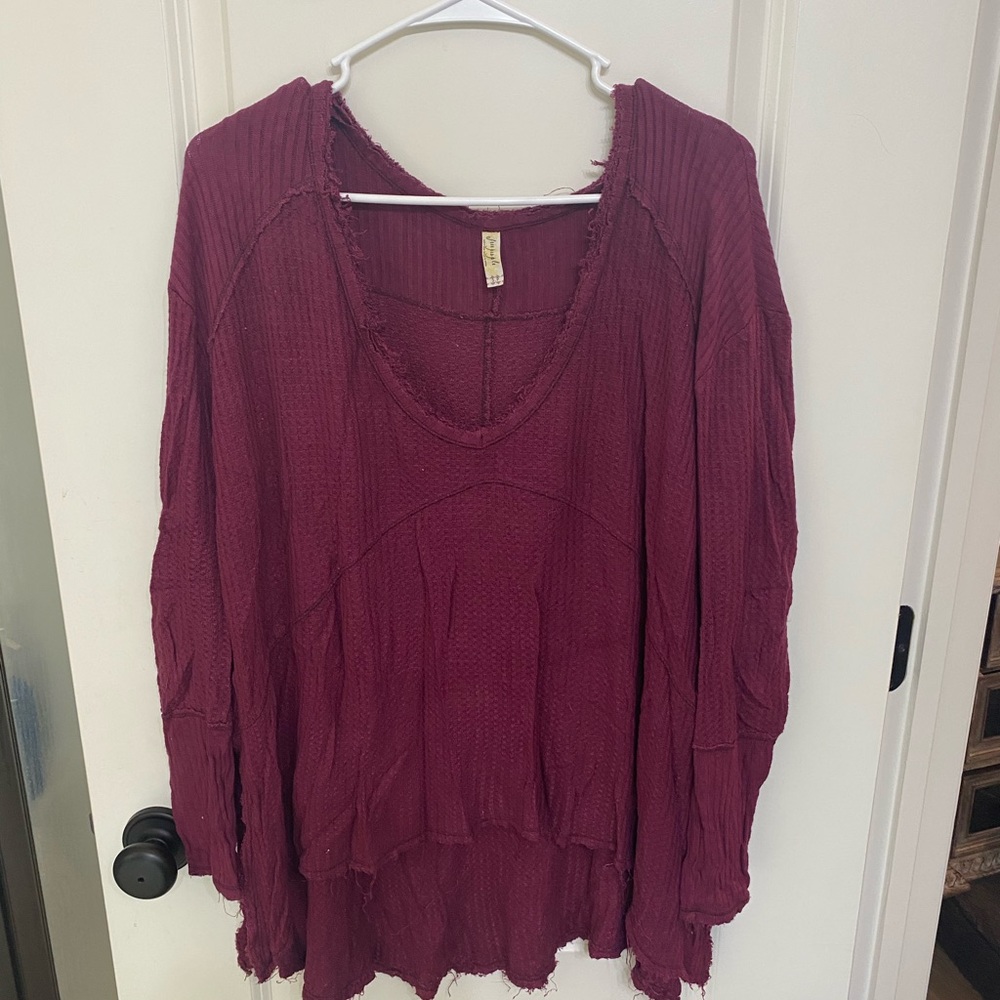 Free People Waffle Knit Top